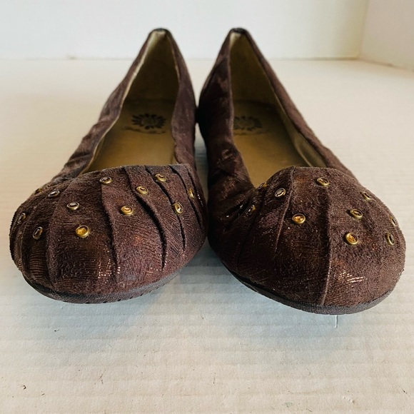 Yellow Box Brown Flats with Gold Accents - Picture 3 of 13